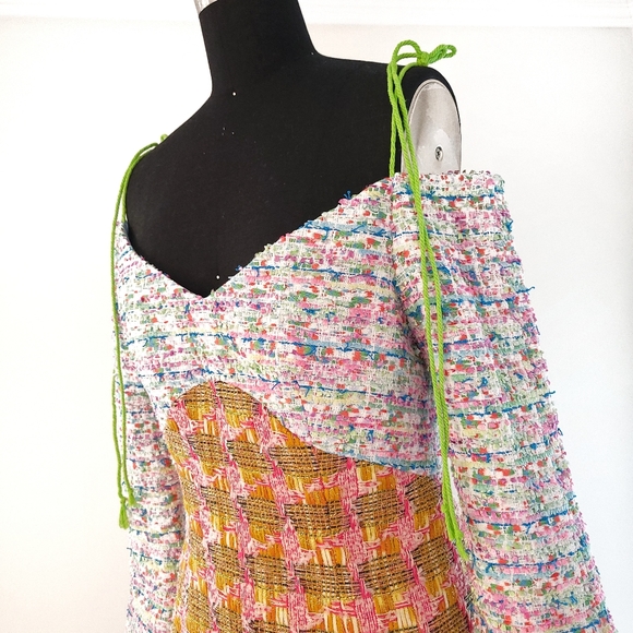 Kim Shui Twee Metallic Patchwork Tweed Mini Dress - Picture 7 of 10